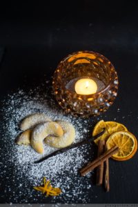 Vanillekipferl, Kipferl, Weihnachtsbäckerei, Gebäck, Kekse, Mürbeteig, Weihnachten, Rezept